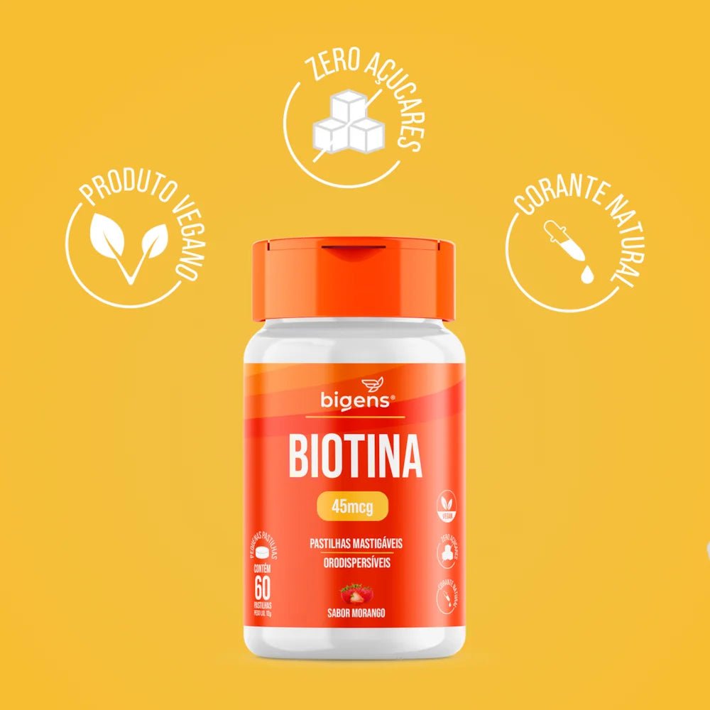 Biotina 60 | 45mcg 60 Pastilhas Mastigáveis - Bigens