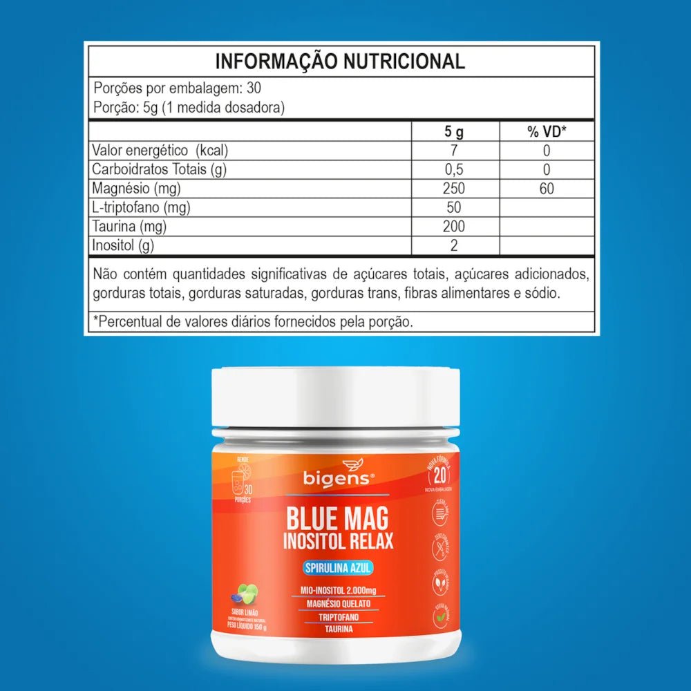 Blue Mag Inositol Relax | Triptofano + Taurina 150g - Bigens