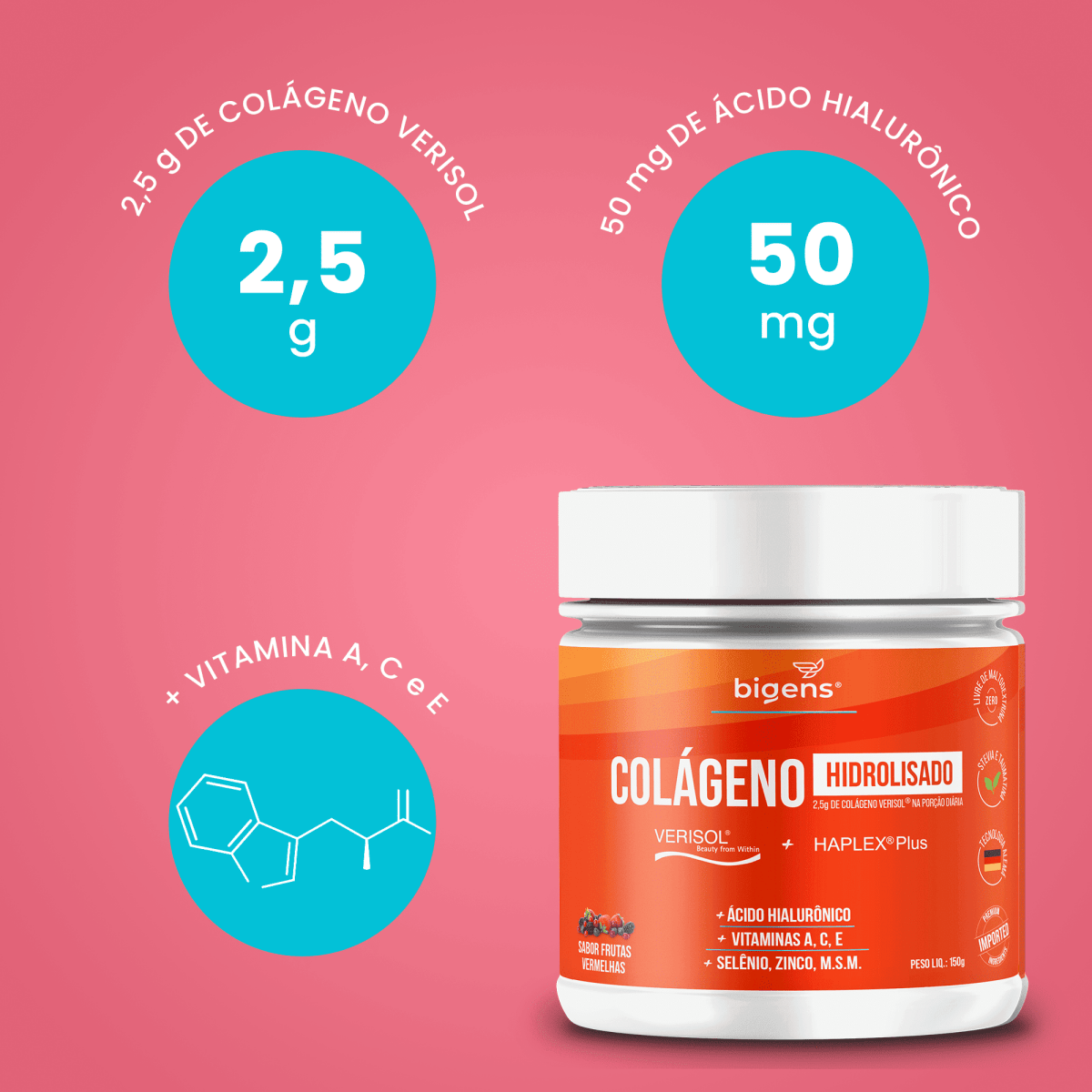 Colágeno Verisol em Pó | Verisol® + Haplex Plus® 150g - Bigens