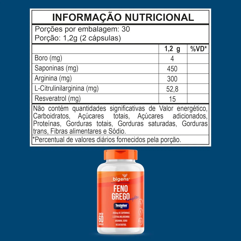 Feno Grego Complex | 450mg de Saponinas 60 Cápsulas - Bigens