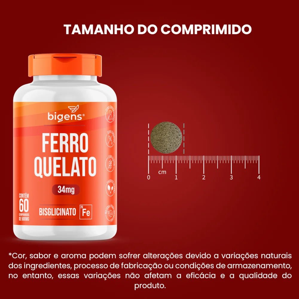 Ferro Quelato | 34mg Bisglicinato 60 Comprimidos - Bigens
