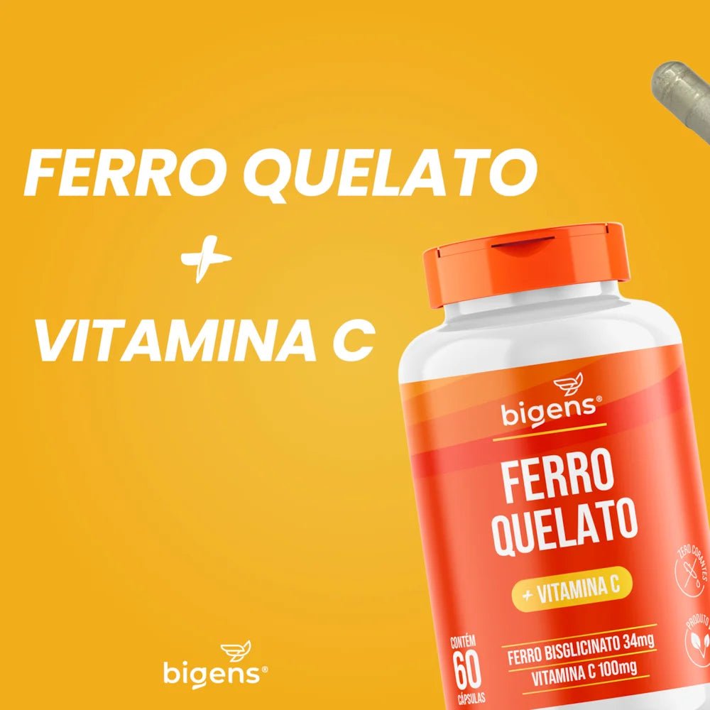 Ferro Quelato + Vitamina C | 34mg Bisglicinato 60 cápsulas - Bigens
