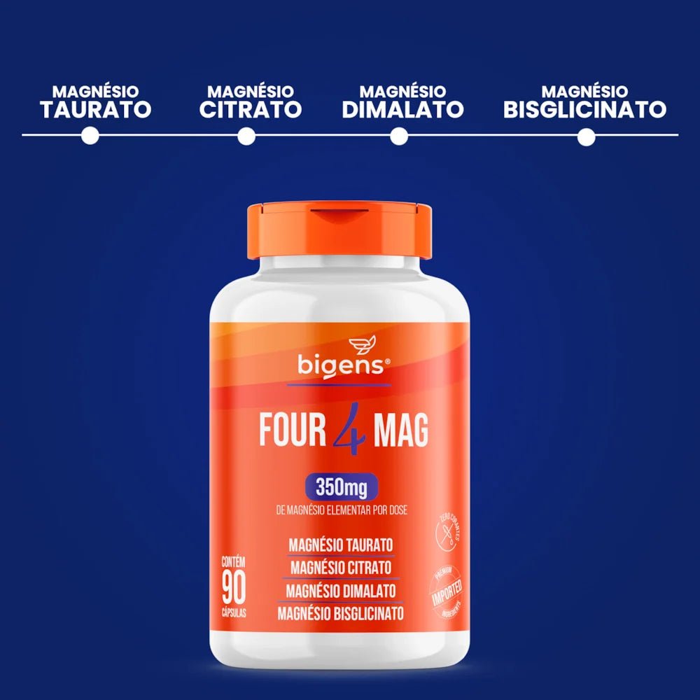 Four Mag | Magnésio Taurato + Citrato + Dimalato + Bisglicinato 90 Cápsulas - Bigens