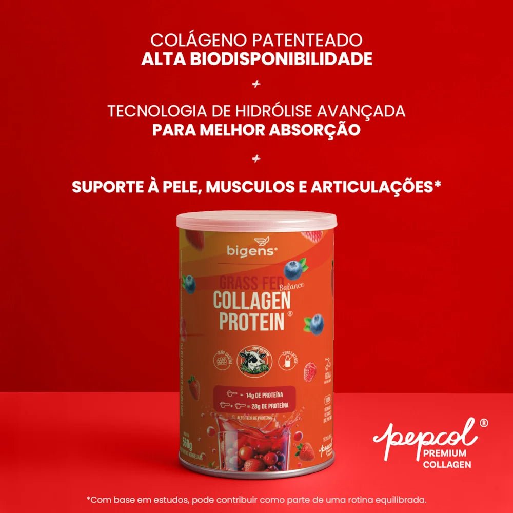 Grass Fed Balance Collagen Protein Frutas Vermelhas | Alto Teor de Proteína 560g - Bigens