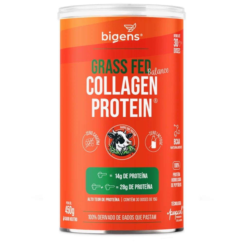 Grass Fed Balance Collagen Protein Neutro | 100% Proteína Hidrolisada de Peptídeos 450g - Bigens