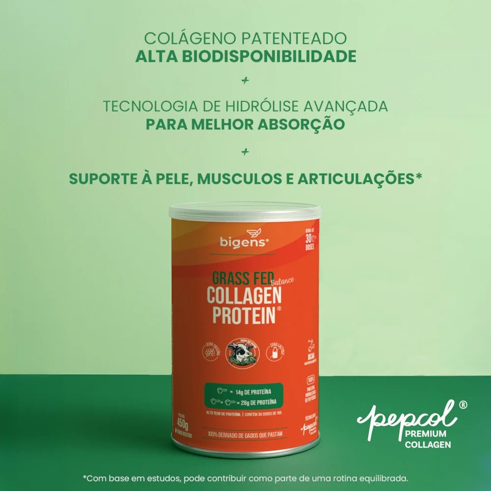 Grass Fed Balance Collagen Protein Neutro | 100% Proteína Hidrolisada de Peptídeos 450g - Bigens