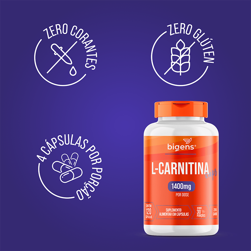 L - Carnitina | 1.400mg de L - Carnitina 120 Cápsulas - Bigens