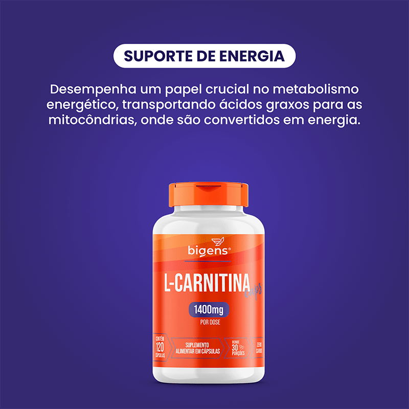 L - Carnitina | 1.400mg de L - Carnitina 120 Cápsulas - Bigens