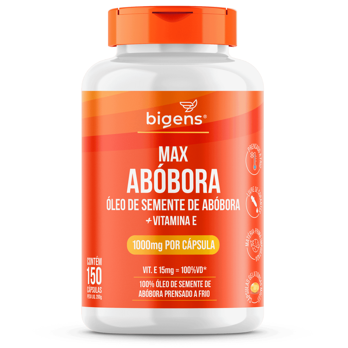 Max Abóbora | 1.000mg por Cápsula + Vit. E 150 Cápsulas - Bigens