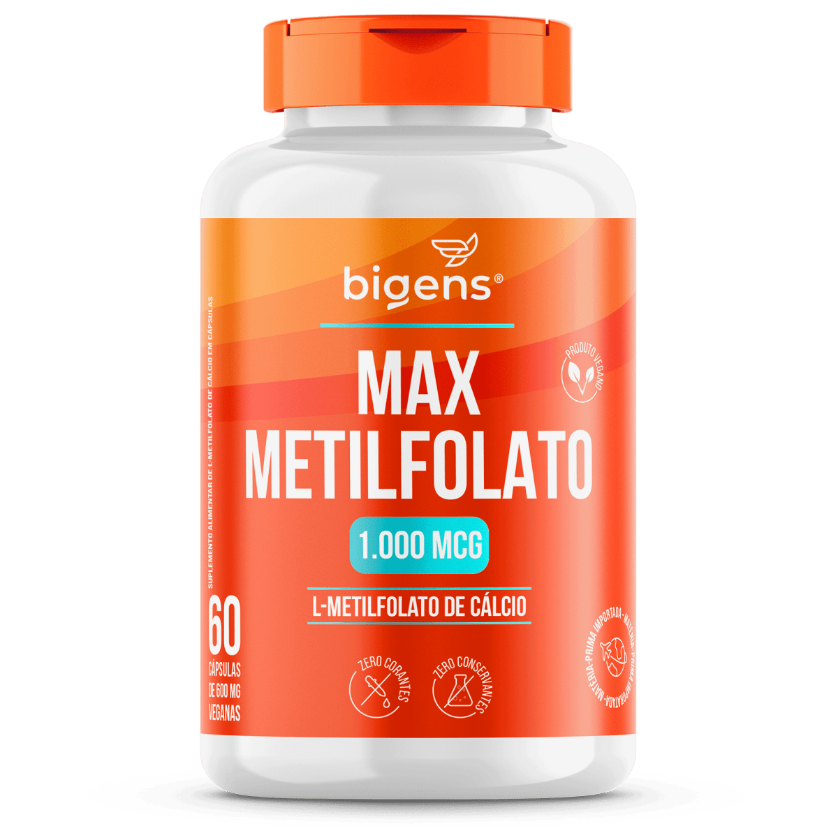 Max Metilfolato | L - Metilfolato de Cálcio 1000mcg 60 Cápsulas - Bigens
