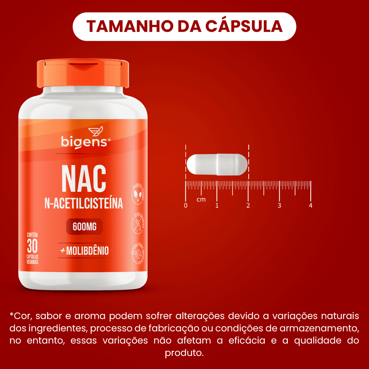 NAC N - Acetilcisteína | Molibdênio 30 Cápsulas - Bigens