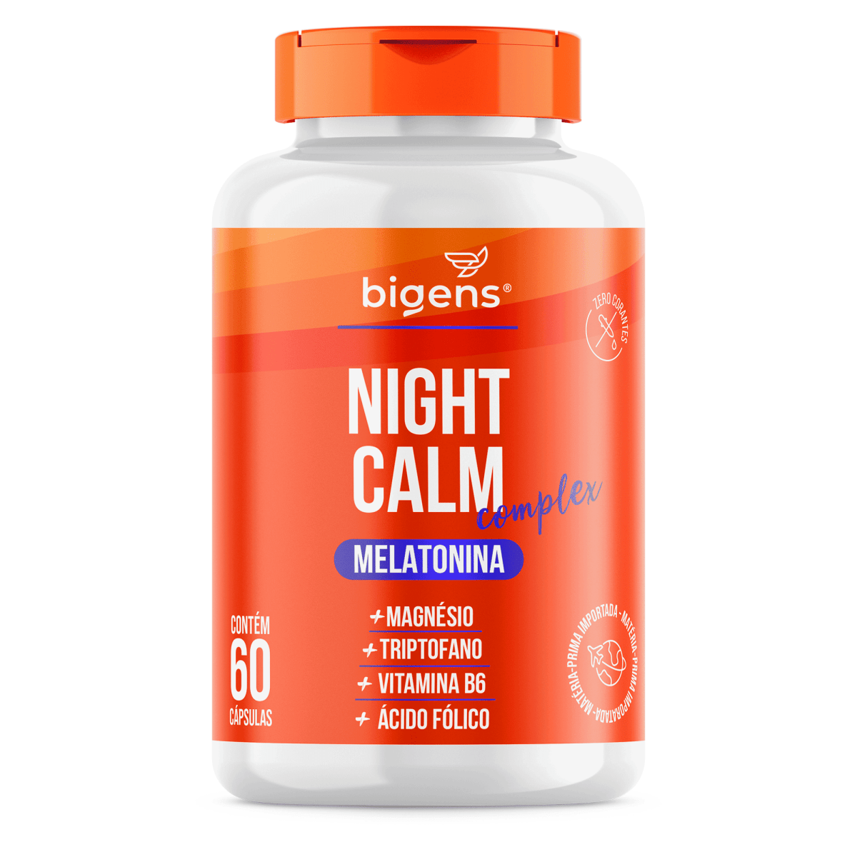 Night Calm Complex | Melatonina + Magnésio + Triptofano + Vit. B6 e B9 60 Cápsulas - Bigens