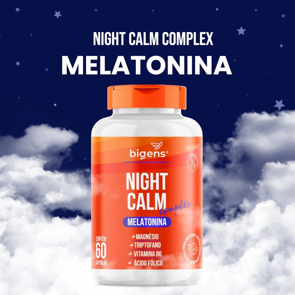Night Calm Complex | Melatonina + Magnésio + Triptofano + Vit. B6 e B9 60 Cápsulas - Bigens