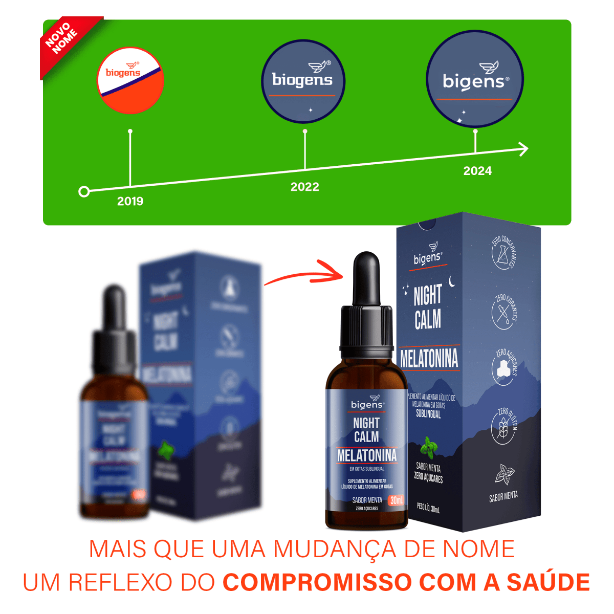 Night Calm Líquida Menta | Melatonina 30ml - Bigens