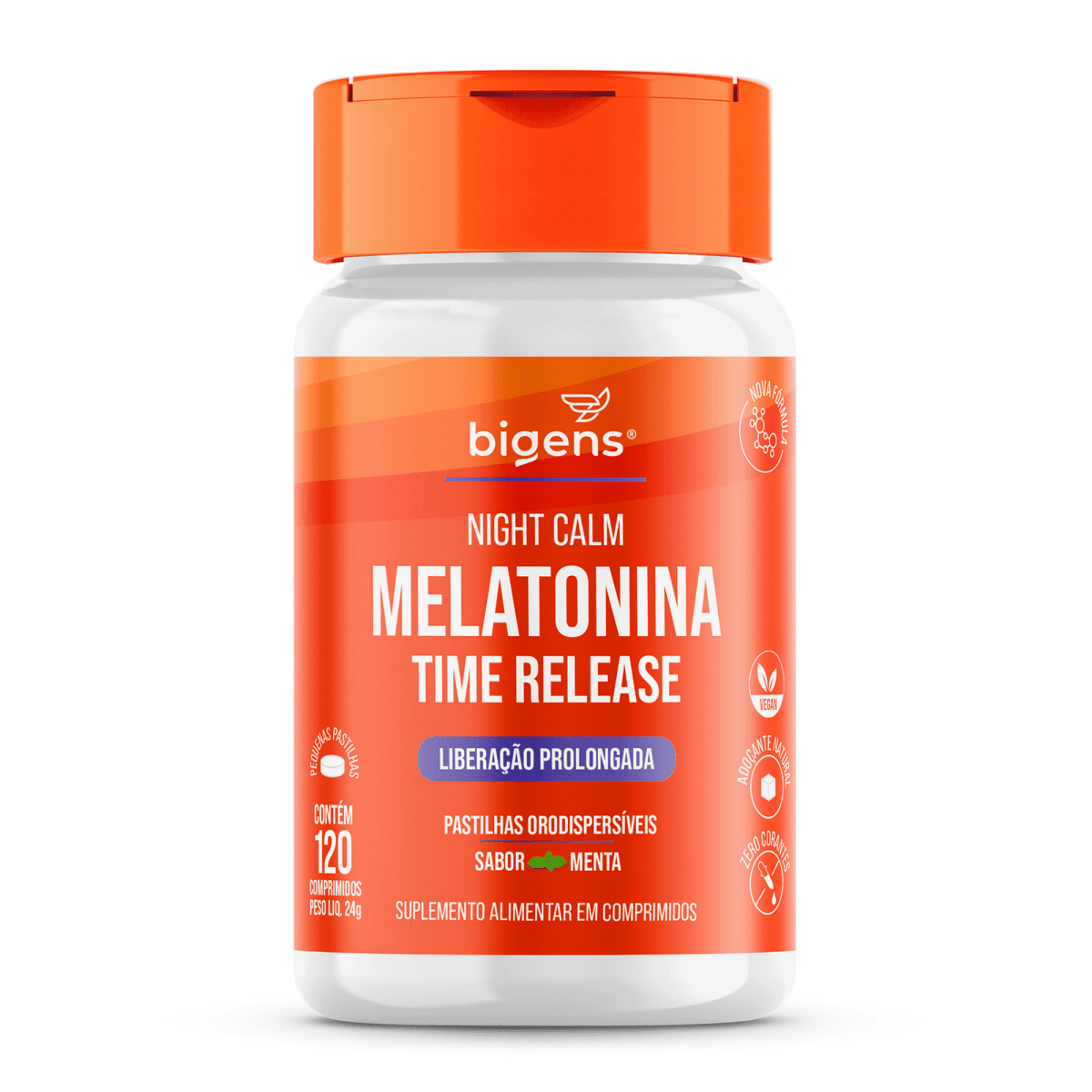Night Calm Time Release | Melatonina Sabor Menta 120 Comprimidos - Bigens