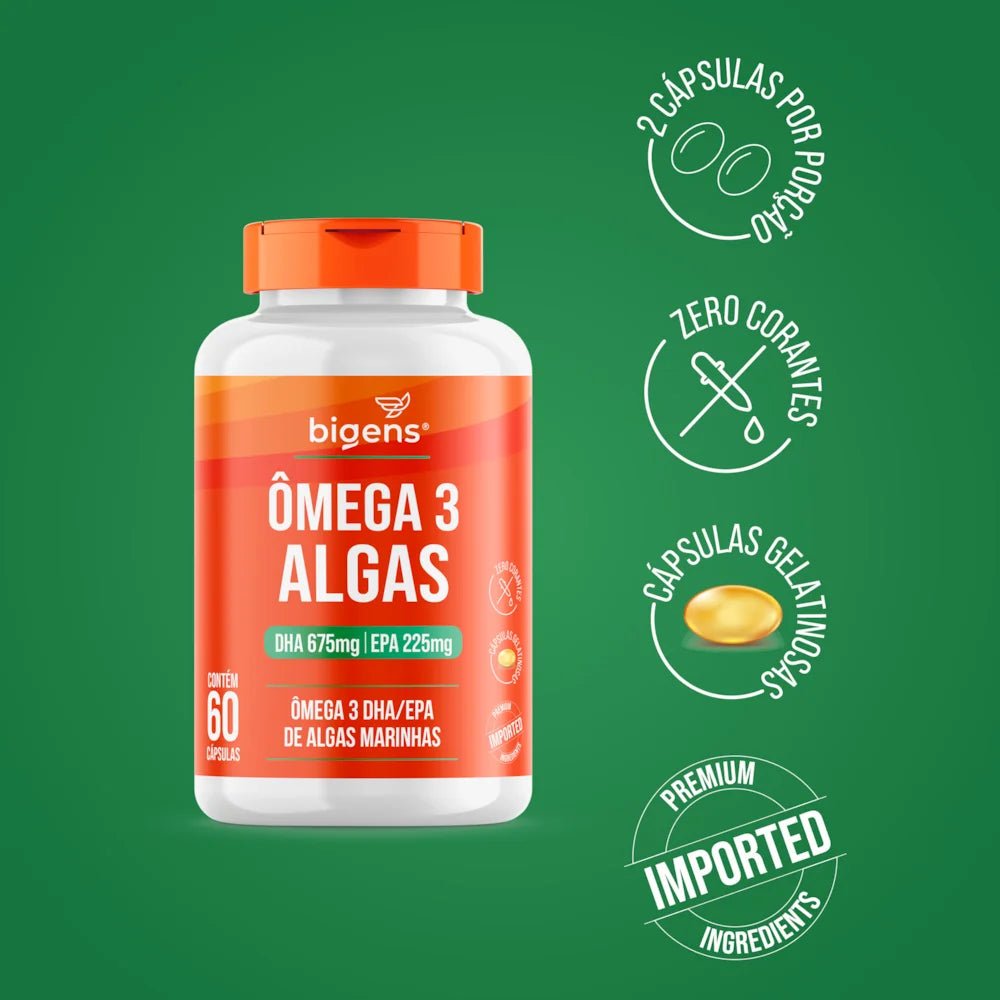 ÔMEGA 3 ALGAS 60 DHA 675MG | EPA 225MG 60 Cápsulas - Bigens