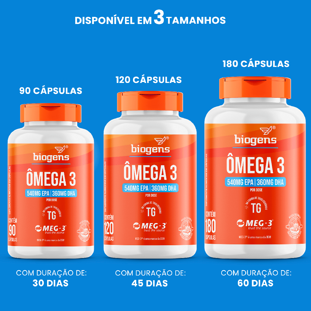 Ômega 3 TG | EPA 540MG DHA 360MG 90, 120 ou 180 Cápsulas - Bigens