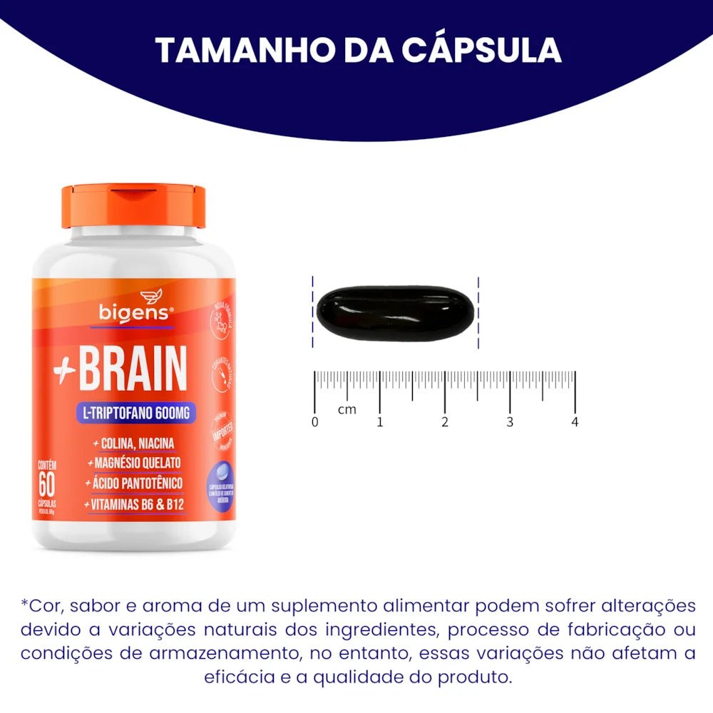 Plus Brain | L - Triptofano 600mg 60 Cápsulas - Bigens