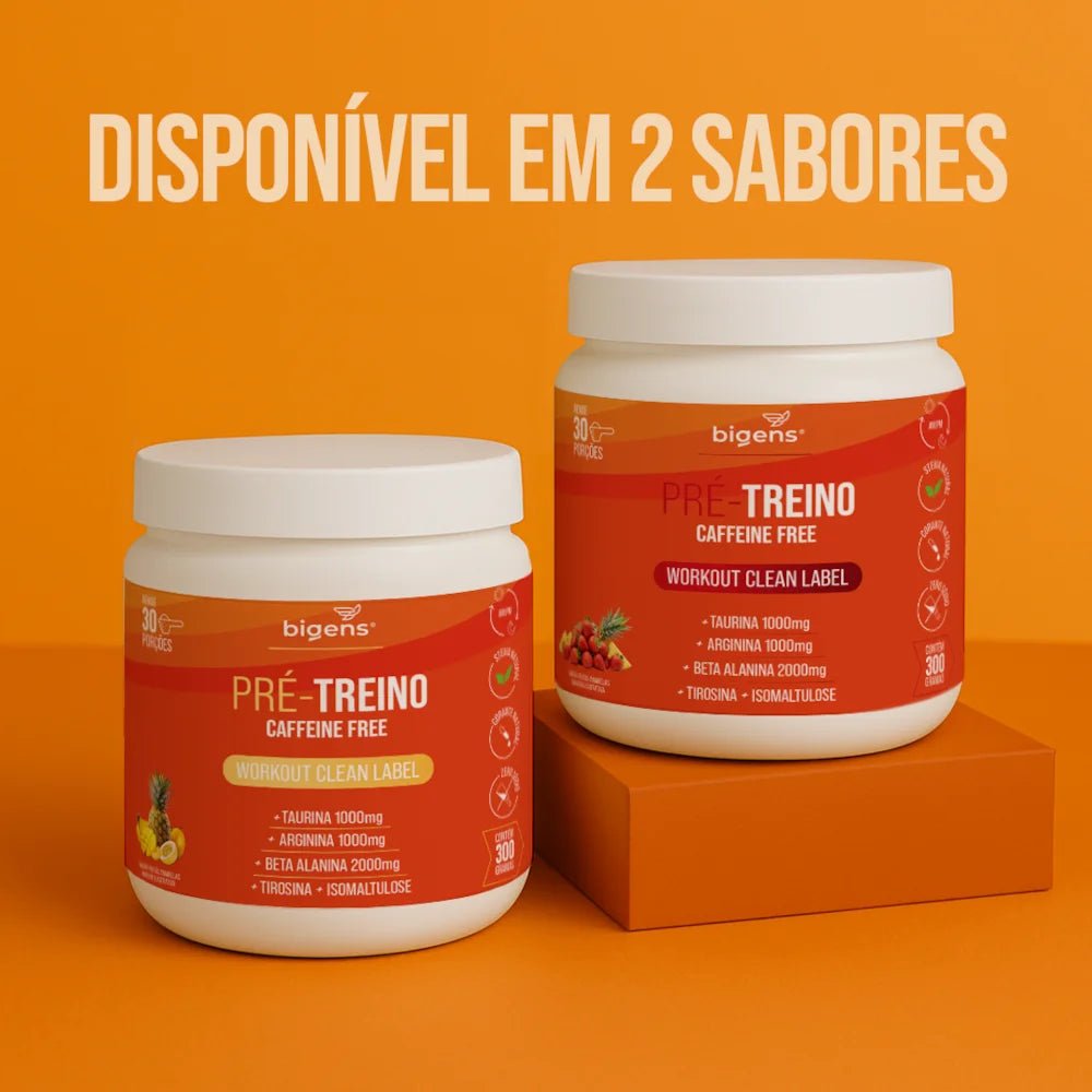 Pré - Treino Caffeine Free Frutas Amarelas Taurina + Arginina + Beta alanina + Tirosina e Isomaltulose 300g - Bigens