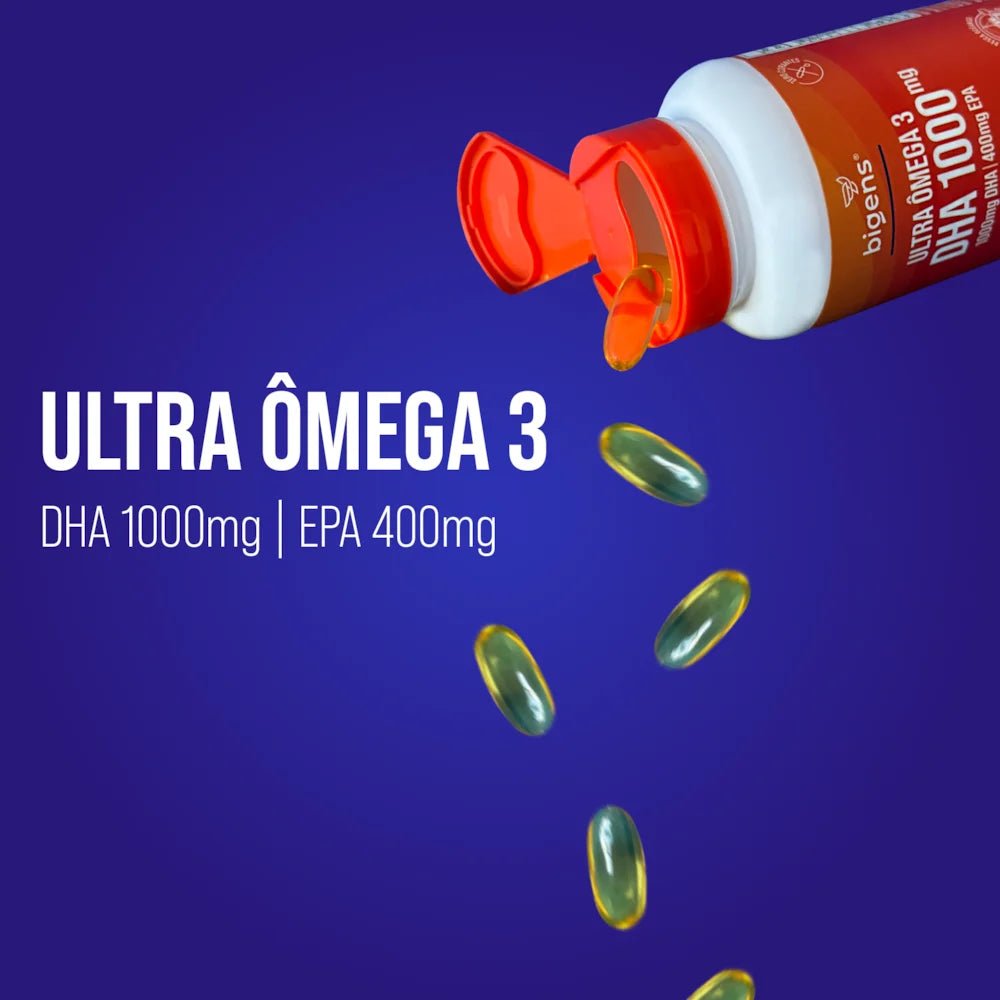 Ultra Ômega 3 | EPA 400mg DHA 1000mg + Vitamina E 120 Cápsulas - Bigens