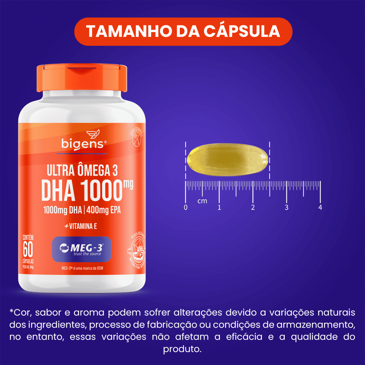 Ultra Ômega 3 | EPA 400mg DHA 1000mg + Vitamina E 60 Cápsulas - Bigens