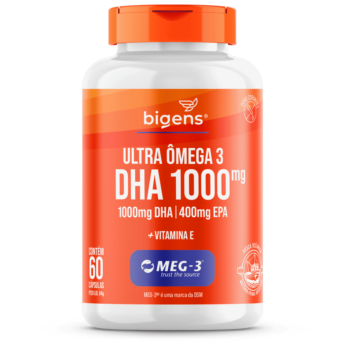 Ultra Ômega 3 | EPA 400mg DHA 1000mg + Vitamina E 60 Cápsulas - Bigens