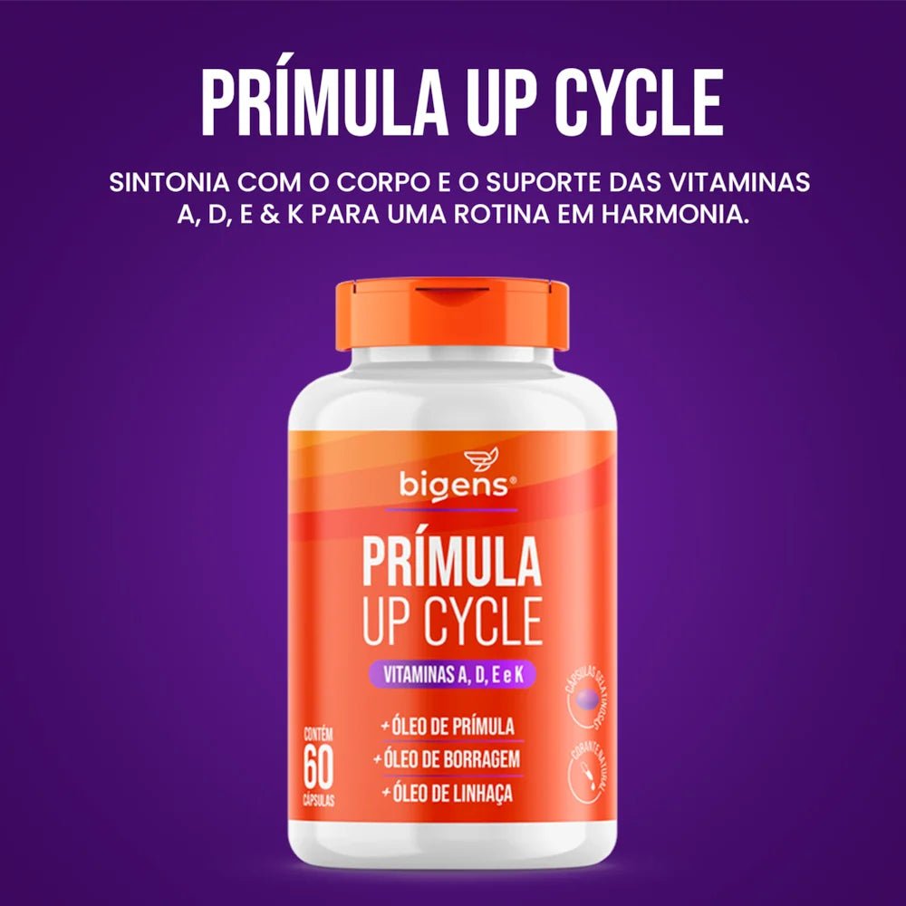Up Cycle Prímula, Borragem, Linhaça, Vitaminas A, D, E e K 60 Cápsulas - Bigens