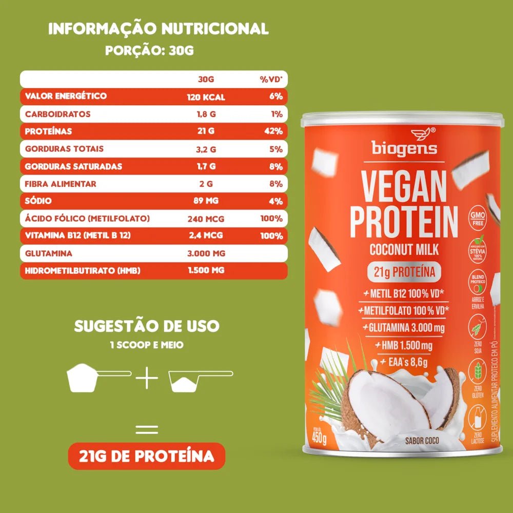 Vegan Protein Coco | 21g de Proteína 450g - Bigens