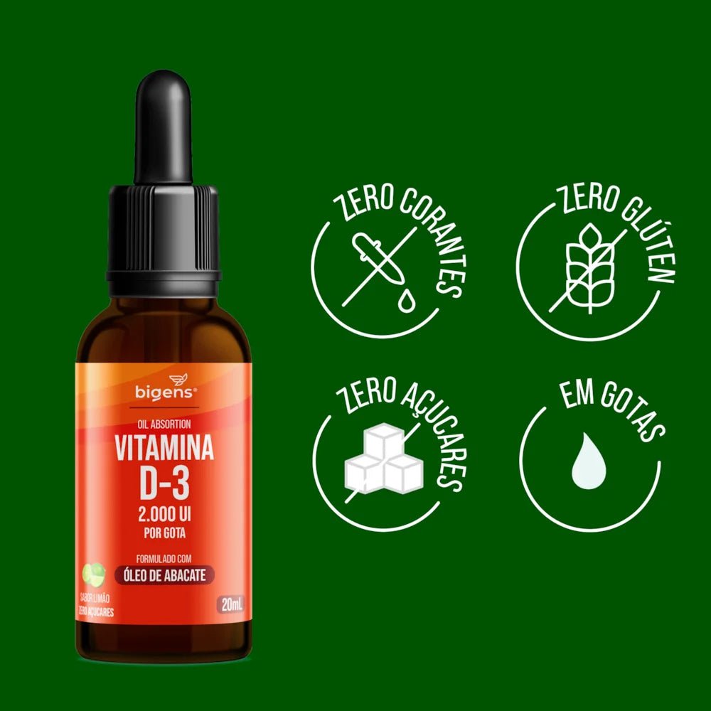 Vitamina D3 Líquida | Óleo de Abacate 20ml - Bigens