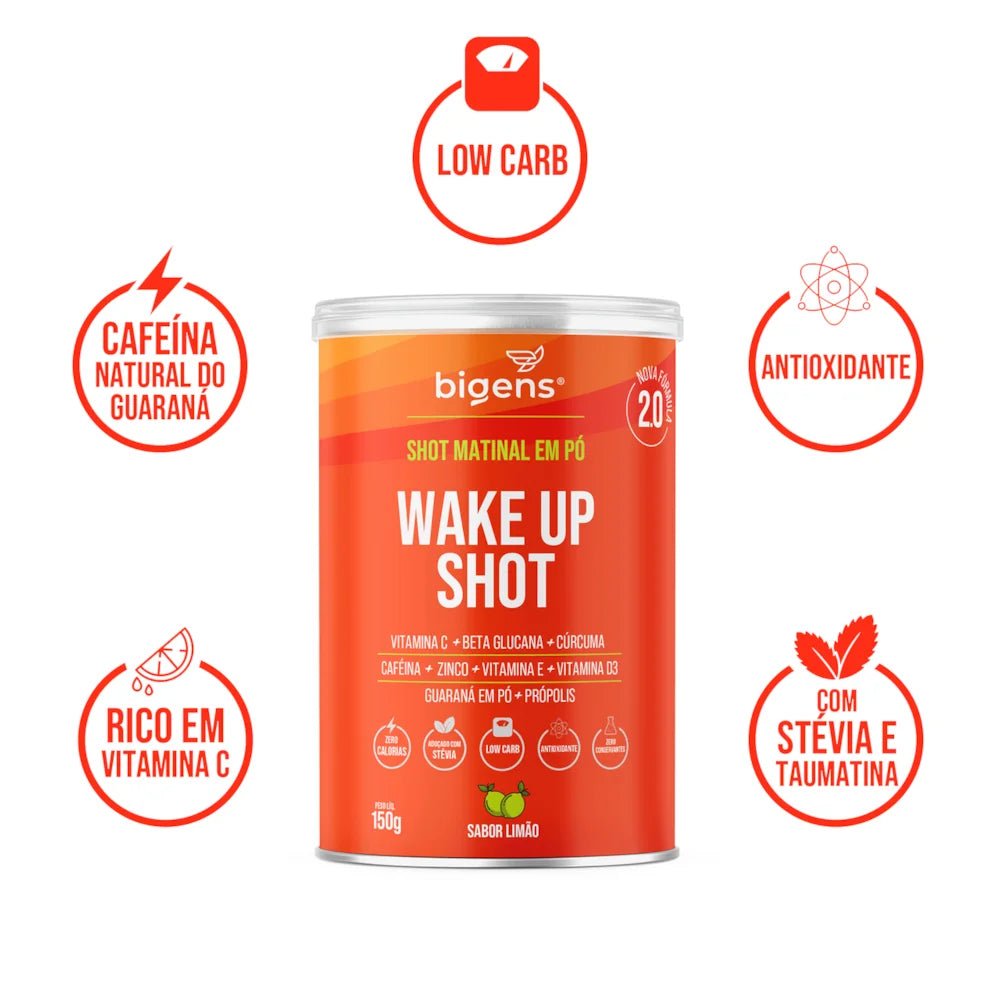 Wake Up Shot 2.0 | 9 ingredientes em 1 shot 150g - Bigens