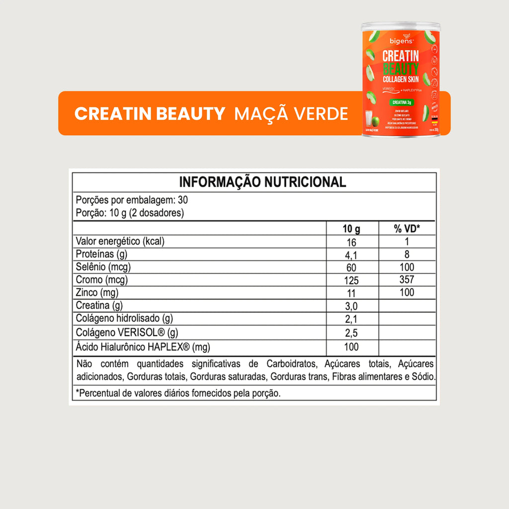 Creatin Beauty | Sabor Maçã Verde Collagen Skin 300g