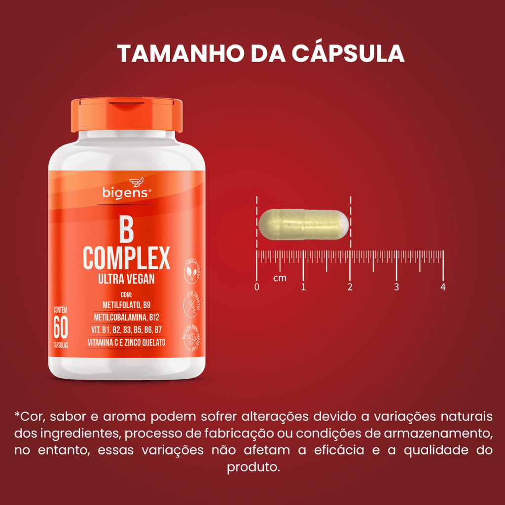 B complex | B9 + B12 + B1 + B2 + B3 + B5 + B6 e B7 60 Cápsulas - Bigens
