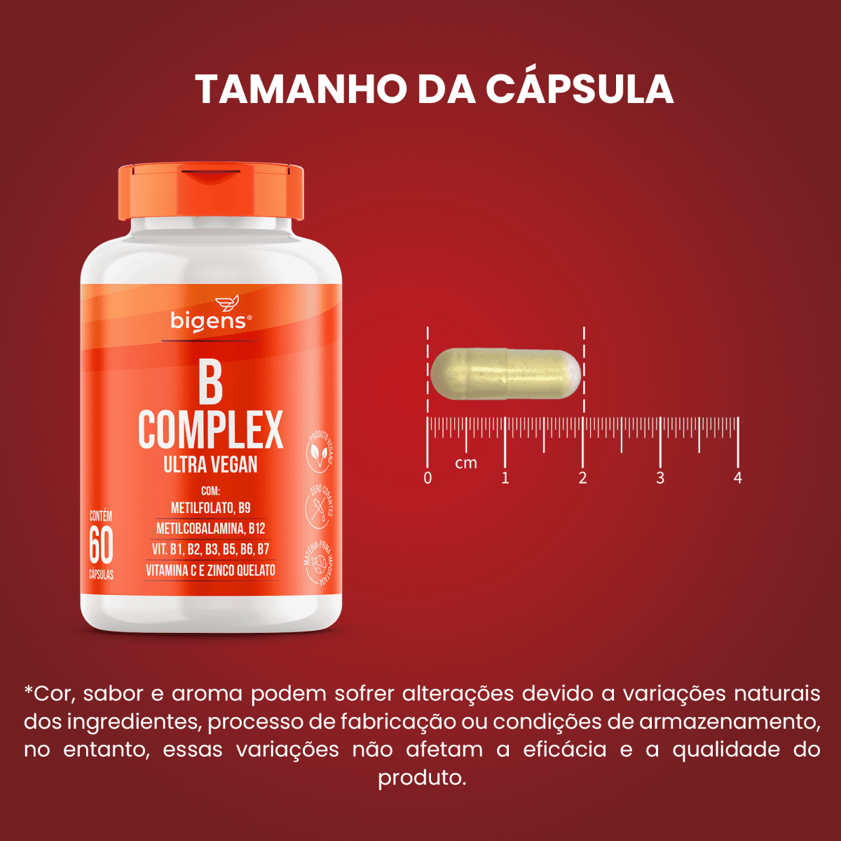 B complex | B9 + B12 + B1 + B2 + B3 + B5 + B6 e B7 60 Cápsulas - Bigens