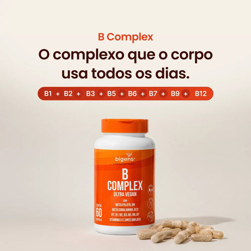 B complex | Complexo B com B9 + B12 + B1 + B2 + B3 + B5 + B6 e B7 60 Cápsulas - Complexo B - Bigens