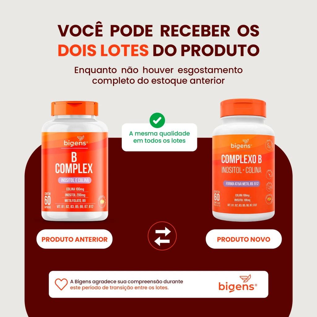 B Complex Inositol e Colina Complexo B 60 Cápsulas - Complexo B - Bigens