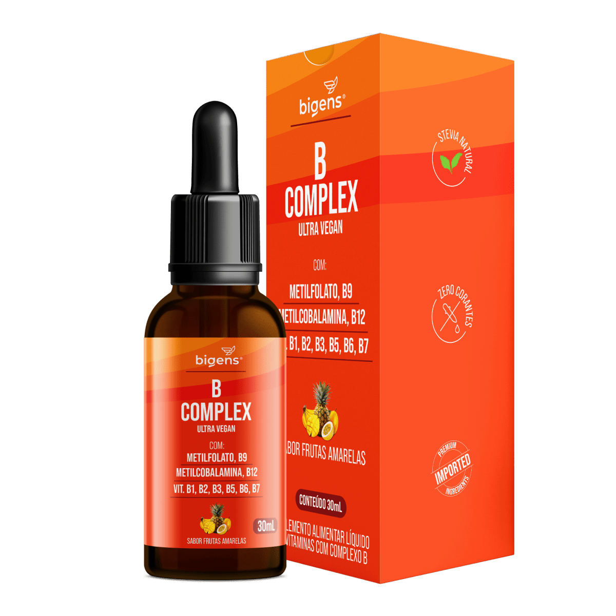 B Complex Ultra Vegan Gotas | B9, B12, B1, B2, B3, B5, B6 e B7 30ml - Bigens