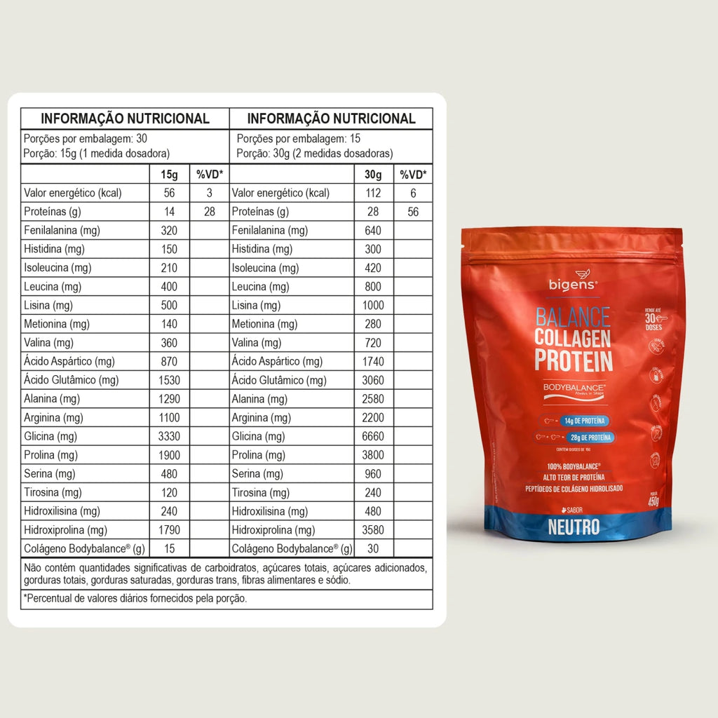 Balance Collagen Protein Neutro | BodyBalance® Peptídeos de Colágeno Hidrolisado 450g