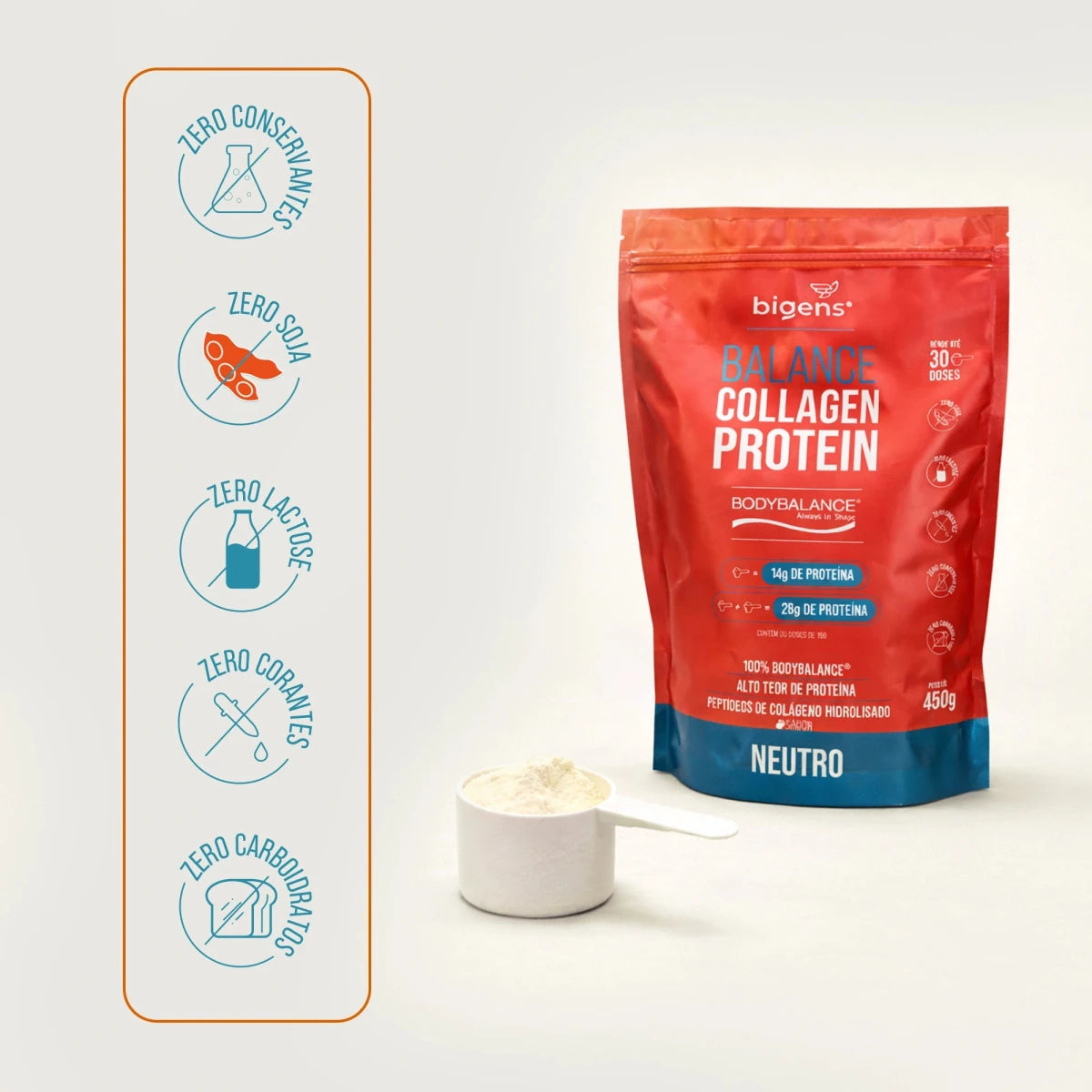 Balance Collagen Protein Neutro | BodyBalance® Peptídeos de Colágeno Hidrolisado 450g