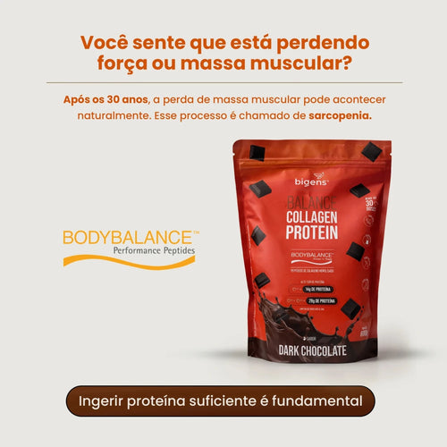 Balance Collagen Protein Dark Chocolate | BodyBalance® Peptídeos de Colágeno Hidrolisado 600g - Bigens