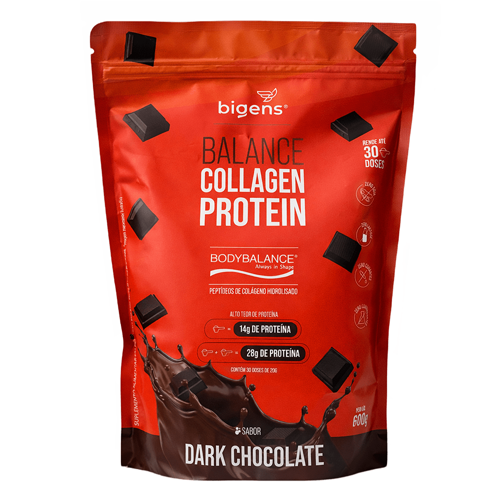 Balance Collagen Protein Dark Chocolate | BodyBalance® Peptídeos de Colágeno Hidrolisado 600g - Bigens