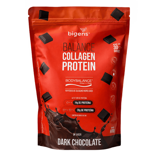 Balance Collagen Protein Dark Chocolate | BodyBalance® Peptídeos de Colágeno Hidrolisado 600g - Bigens