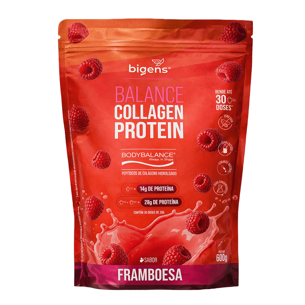 Balance Collagen Protein Framboesa | BodyBalance® Peptídeos de Colágeno Hidrolisado 600g - Bigens