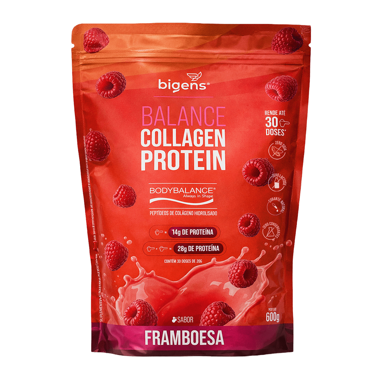 Balance Collagen Protein Framboesa | BodyBalance® Peptídeos de Colágeno Hidrolisado 600g - Bigens