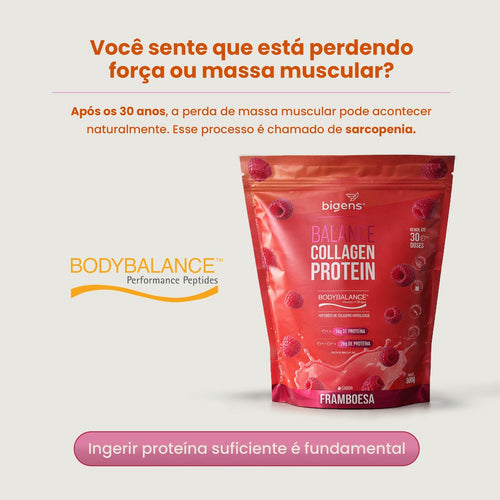 Balance Collagen Protein Framboesa | BodyBalance® Peptídeos de Colágeno Hidrolisado 600g - Bigens