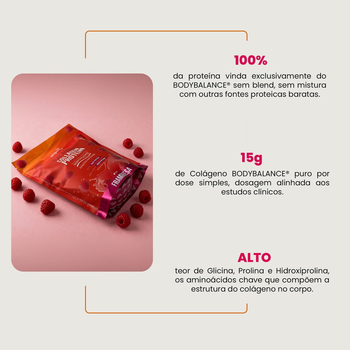 Balance Collagen Protein Framboesa | BodyBalance® Peptídeos de Colágeno Hidrolisado 600g - Bigens