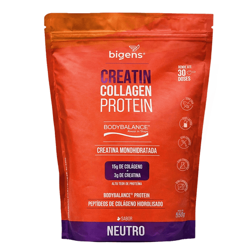 Balance Creatin Collagen Protein Neutro | BodyBalance® Peptídeos de Colágeno Hidrolisado 550g - Bigens