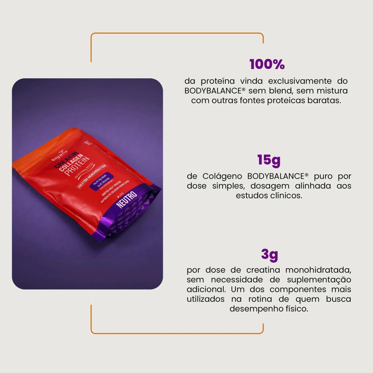 Balance Creatin Collagen Protein Neutro | BodyBalance® Peptídeos de Colágeno Hidrolisado 550g - Bigens