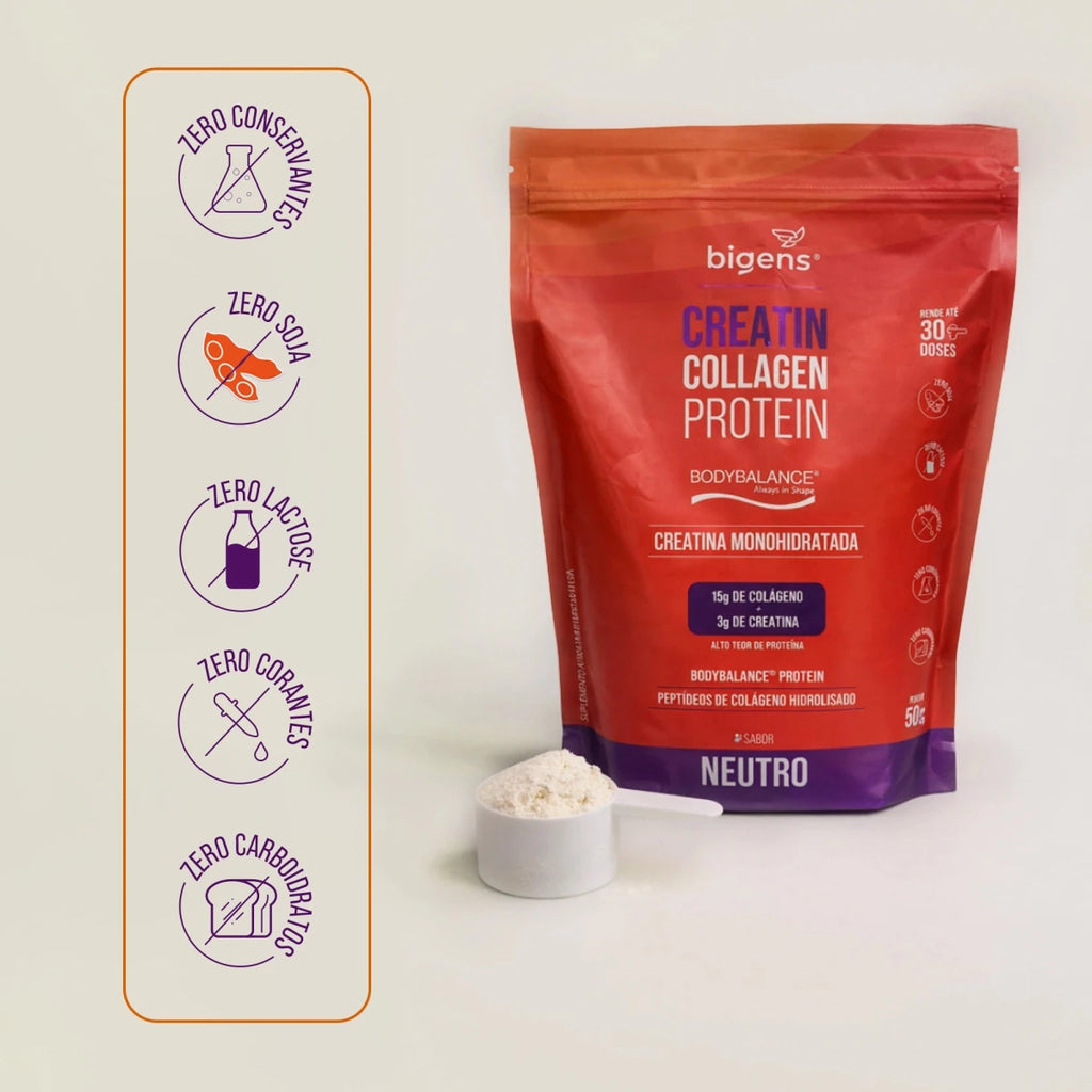 Balance Creatin Collagen Protein Neutro | BodyBalance® Peptídeos de Colágeno Hidrolisado 550g - Bigens