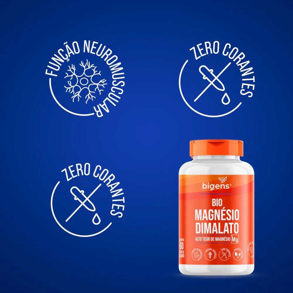 Bio Magnésio Dimalato | 250mg de Magnésio Elementar 60 Cápsulas - Bigens