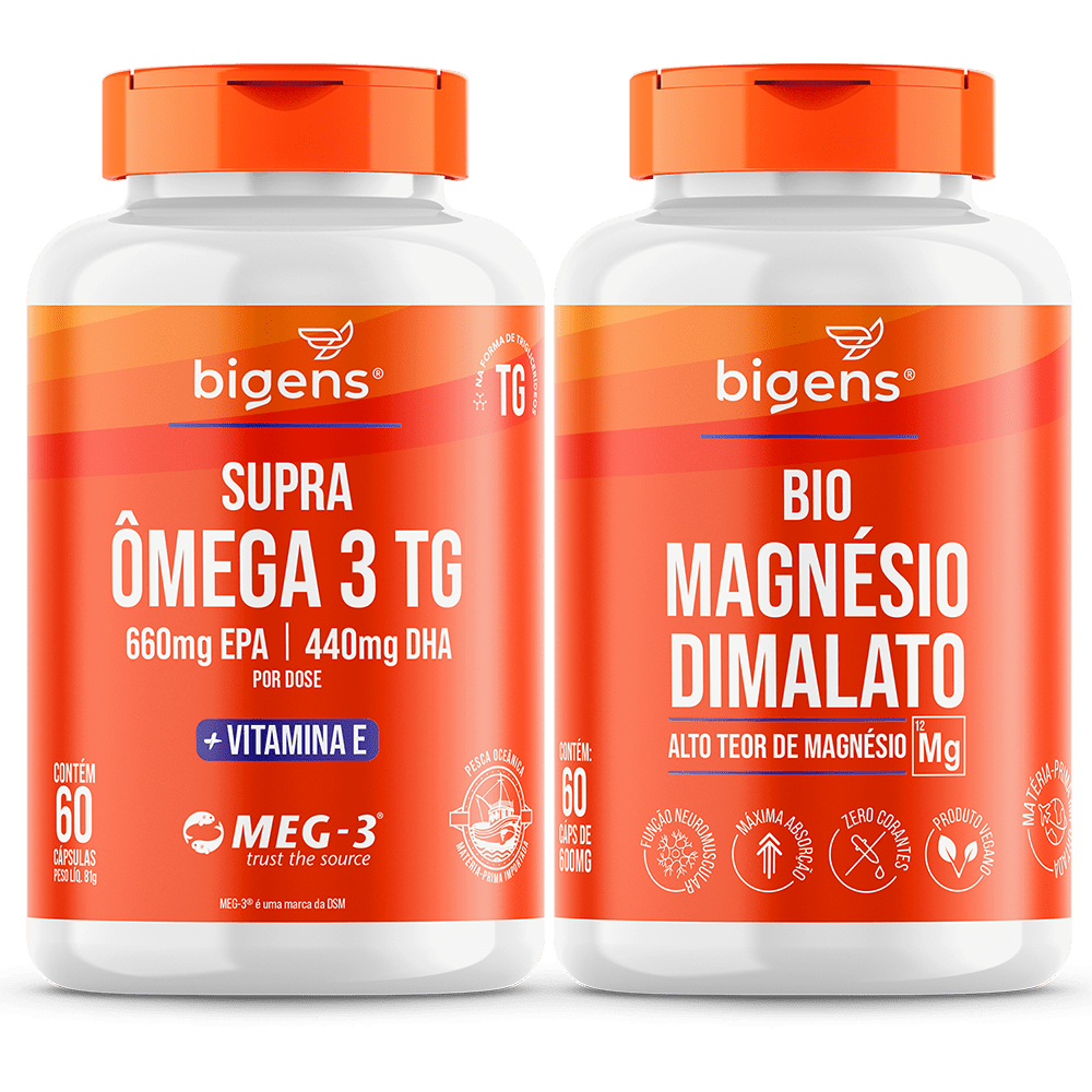 Bio Magnésio Dimalato + Supra Ômega 3 TG | 60 + 60 Cápsulas - Bigens
